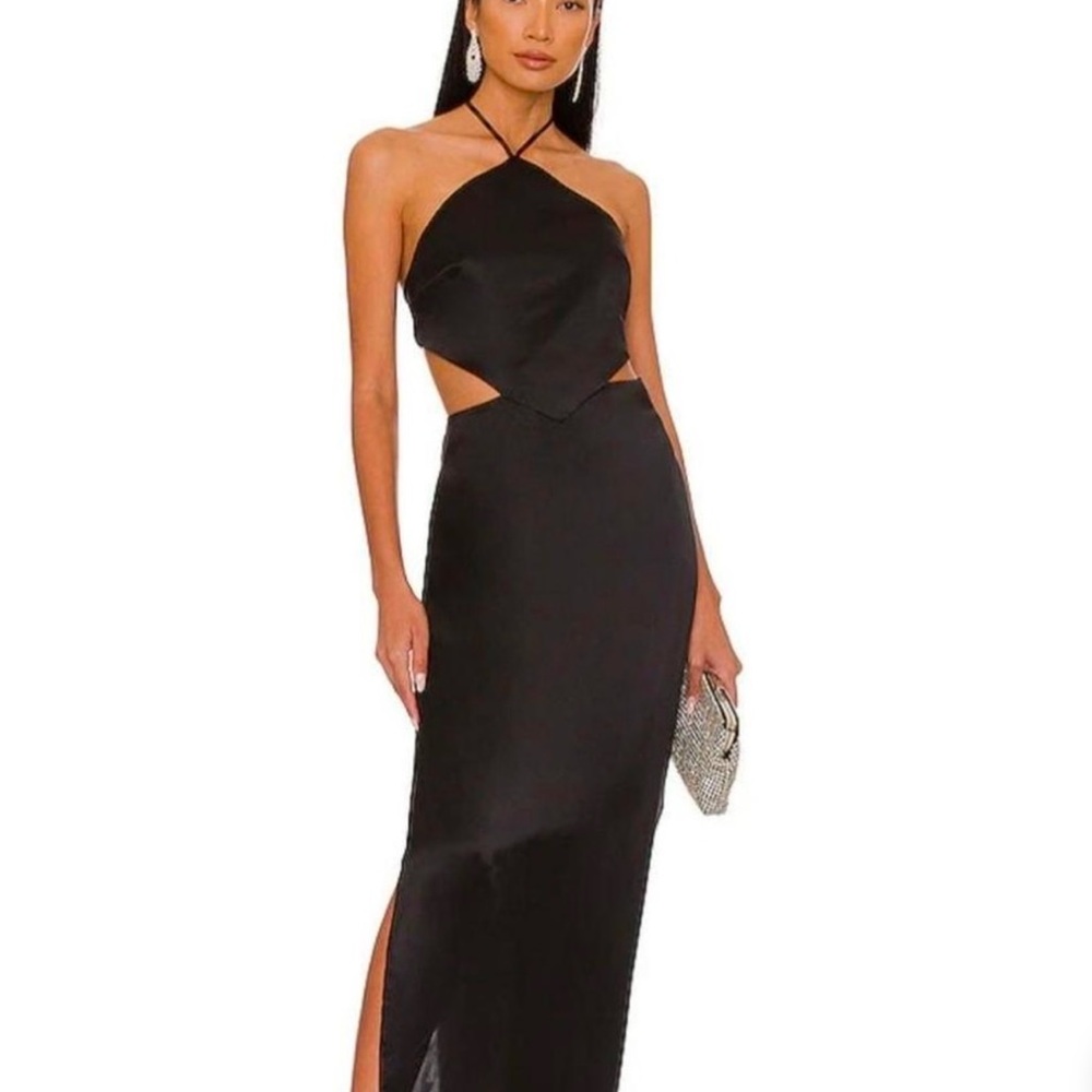 Amanda Uprichard Black Sheath Dress with Cutouts and Slit for Cocktail